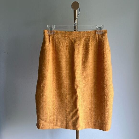 LOUIS FERAUD MARIGOLD YELLOW WOOL PENCIL SKIRT - Picture 3 of 7